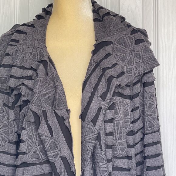 Women Sweater Draped Cardigan Large Gray Long Sleeve - Picture 16 of 16
